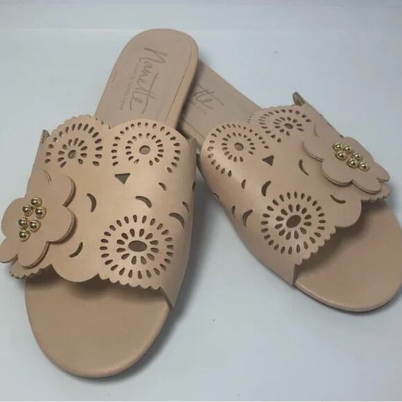 Nanette Lepore dusty pink Vicky flower sandals Size 8M - Picture 1 of 11